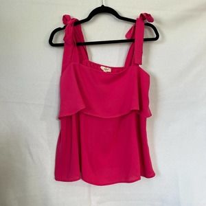 Entro Women's Pink Tie-Strap Tiered Tank Top Size Large